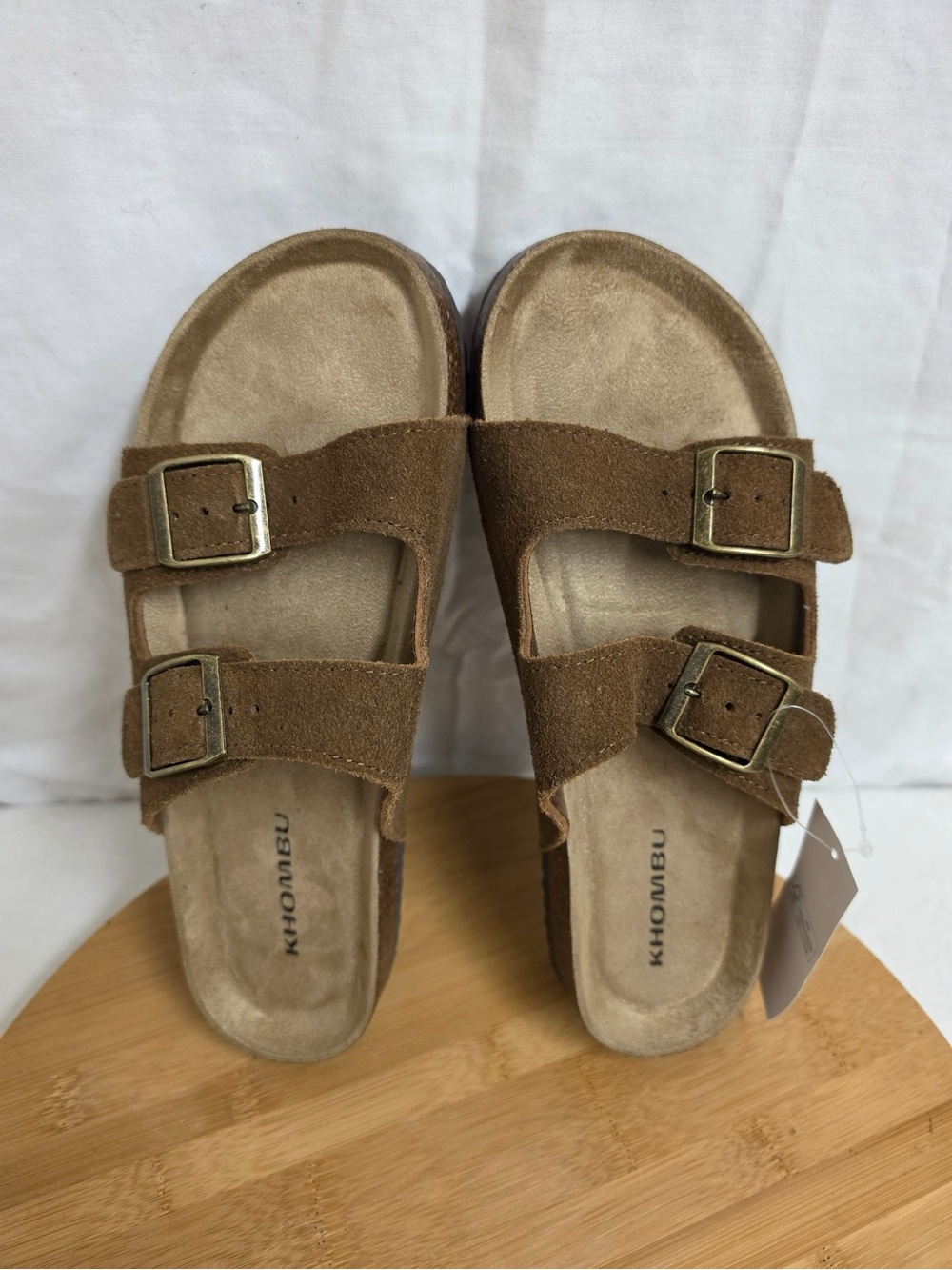 Khombu Ashville Women’s Size 8 Brown Suede Double Buckle Slide Sandals NWT